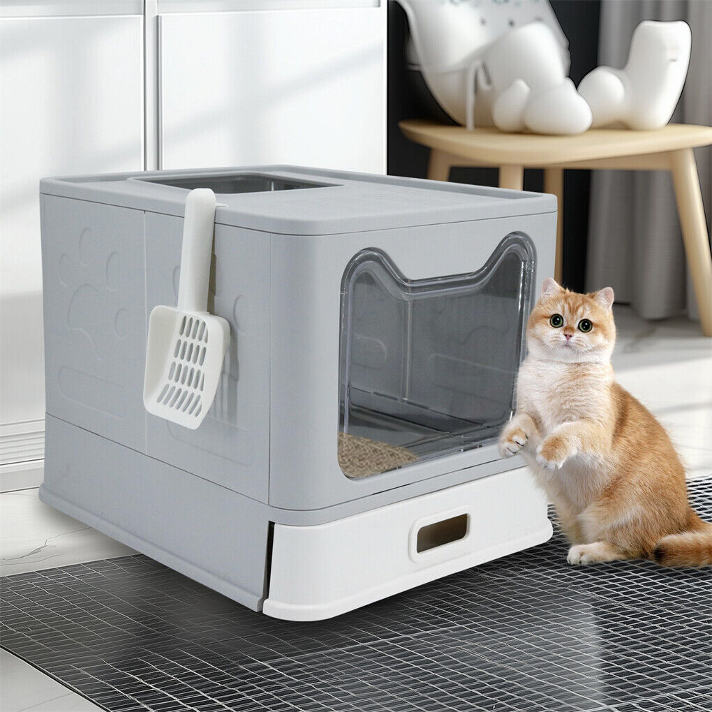 P&P Large Odorless Stainless Steel Cat Toilet Anti-Leakage Cat Litter Box with Scoop