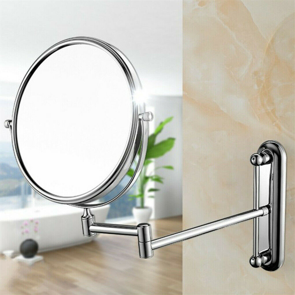 P&P 8" Bathroom Wall Shaving Makeup Mirror Telescopic Beauty Mirror 5x Magnification