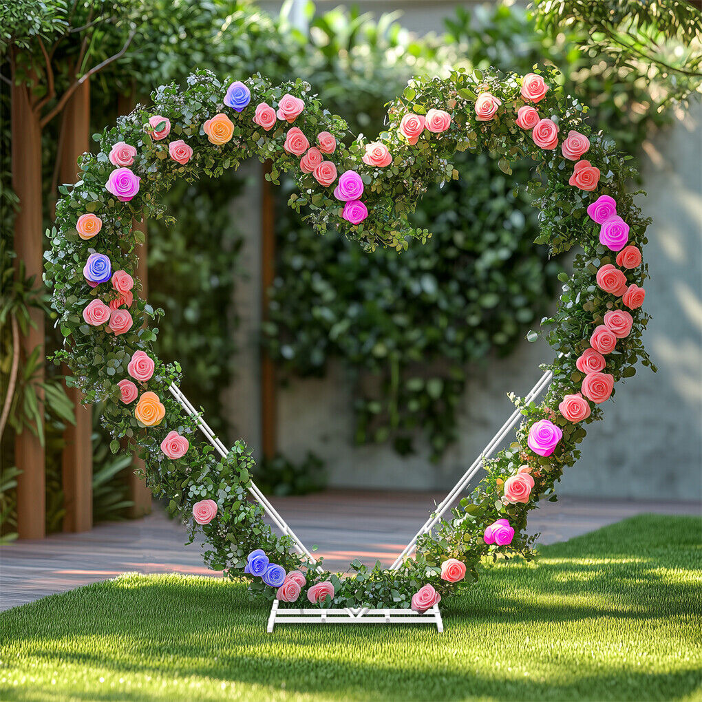 P&P Heart Shape Wedding Arch Stand Double Layers Metal Flower Balloon Arbor Stand AU