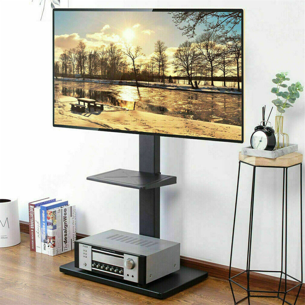 P&P Floor TV Stand Swivel Mount Bracket Shelf 32 to 65 inch Height Adjustable