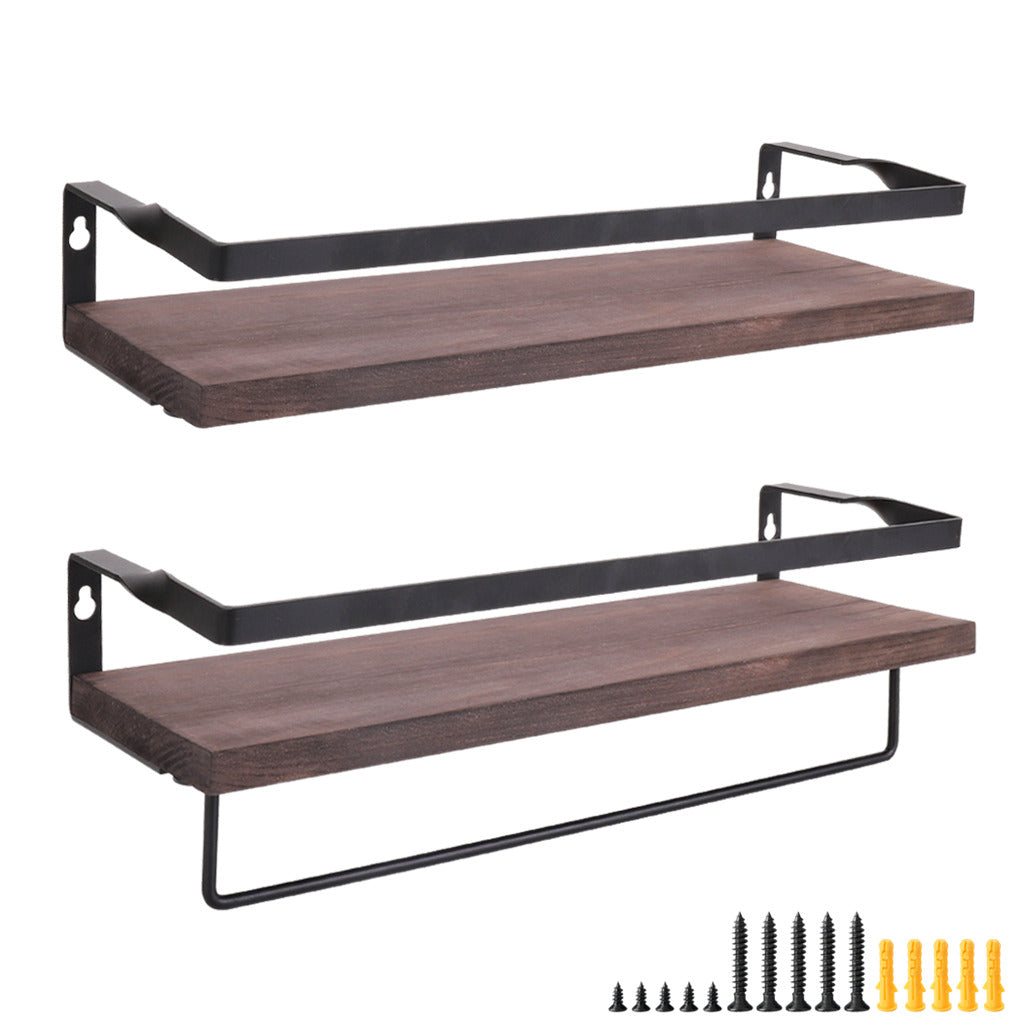P&P Set of 2 Rustic Floating Shelves Wall Mounted Storage Shelves f Kitchen Bathroom