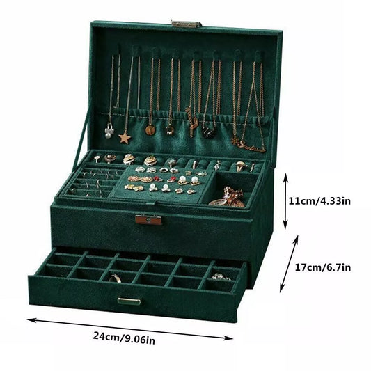 3 Layers Green Jewelry Organizer and Storage Case