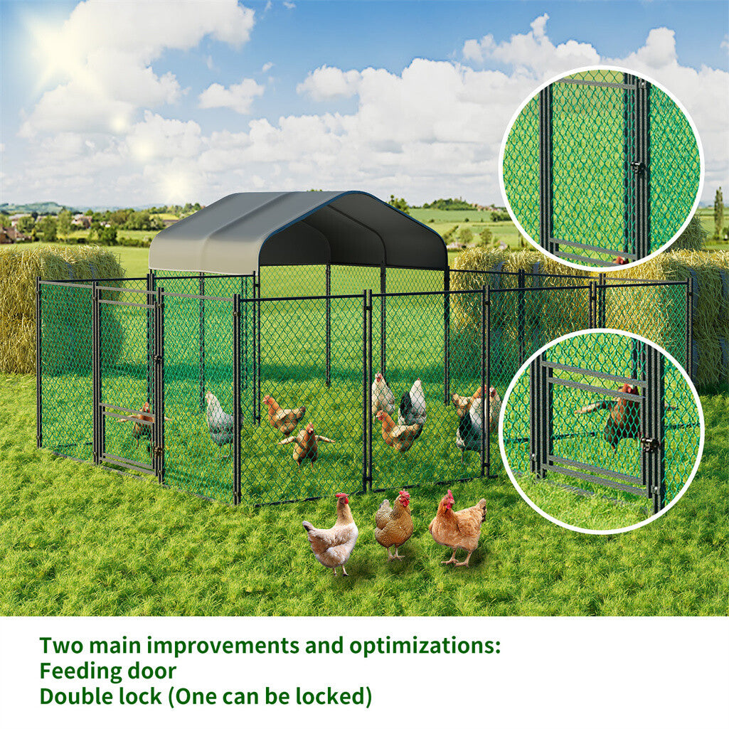 P&P 3.9x3.1x1.5m Large Walk In Chicken Run Galvanised Chicken Cage Coop with Cover