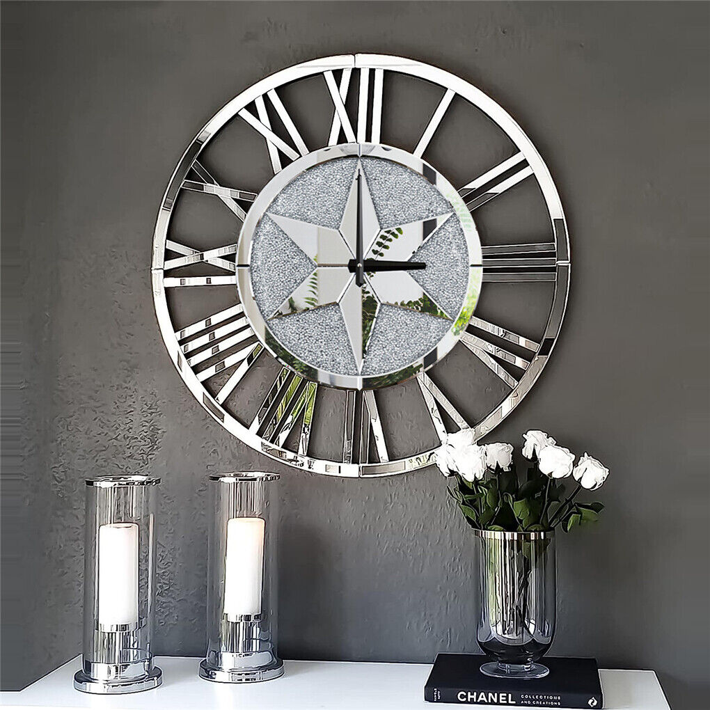 Buy Sparkle Crystal Diamond Wall Clock – Silver Mirror Decor