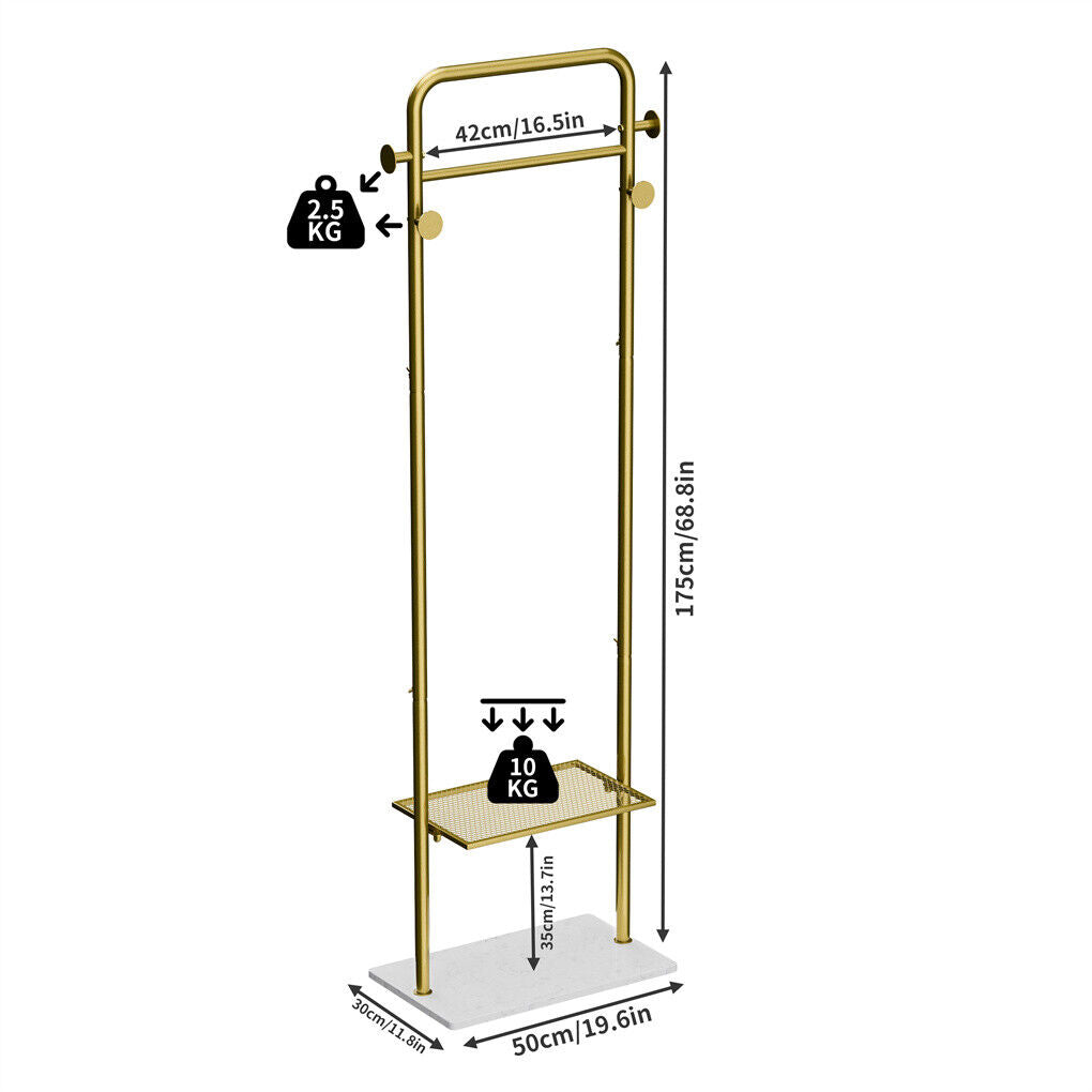 P&P Heavy Duty Corner Clothes Stand Marble Base Freestanding Home Hotel Hall Tree