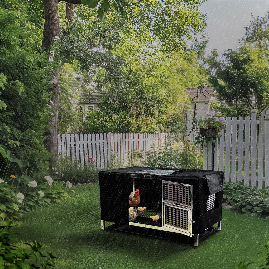 P&P Large Stainless Steel Chicken Coop Poultry Duck Rabbit Dog Cage House with Cover