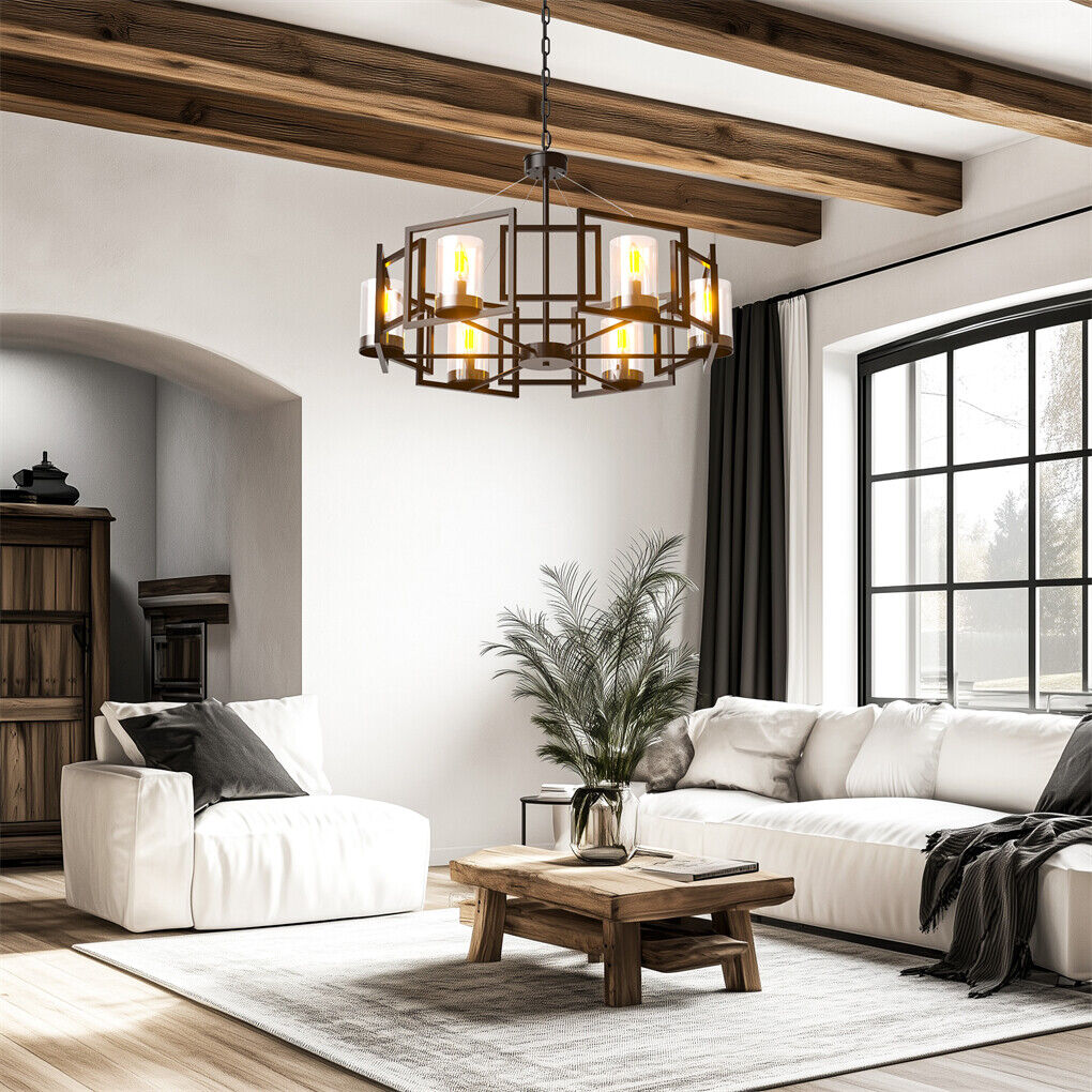 P&P 6-Lights Industrial Ceiling Chandelier Dining Room Pendant Lamp Warm Lighting AU
