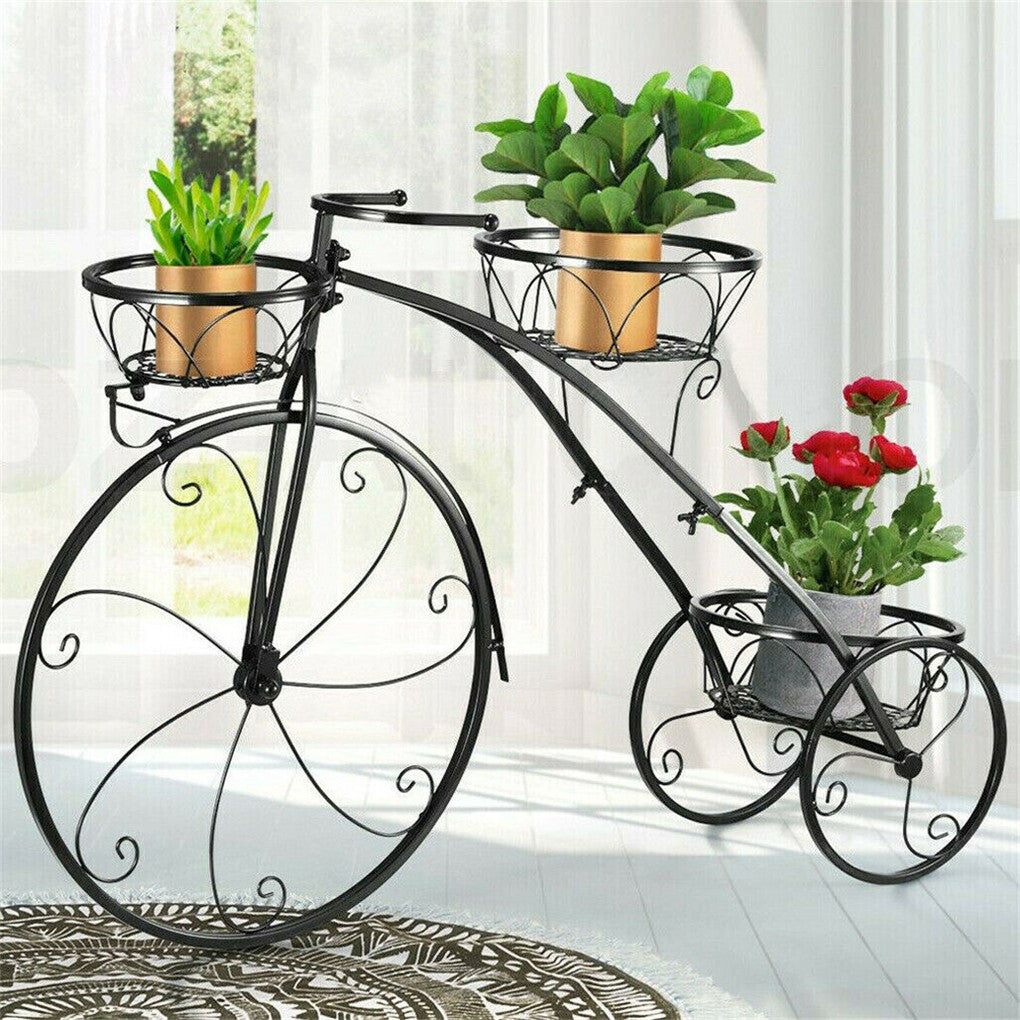P&P 3-Tier Bicycle Plant Flower Stand Chic Tricycle Planter Home Garden Patio Decor