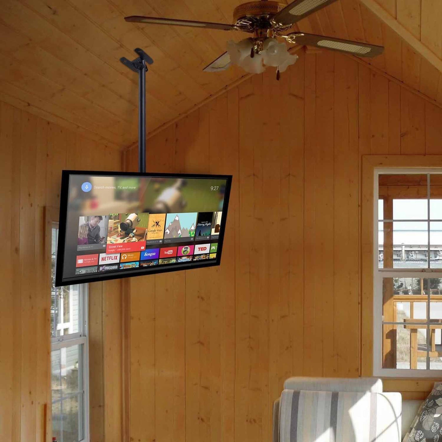 P&P Ceiling TV Bracket for 32-65" LCD LED Plasma Tilt 15 Swivel 90 with 360 Rotate