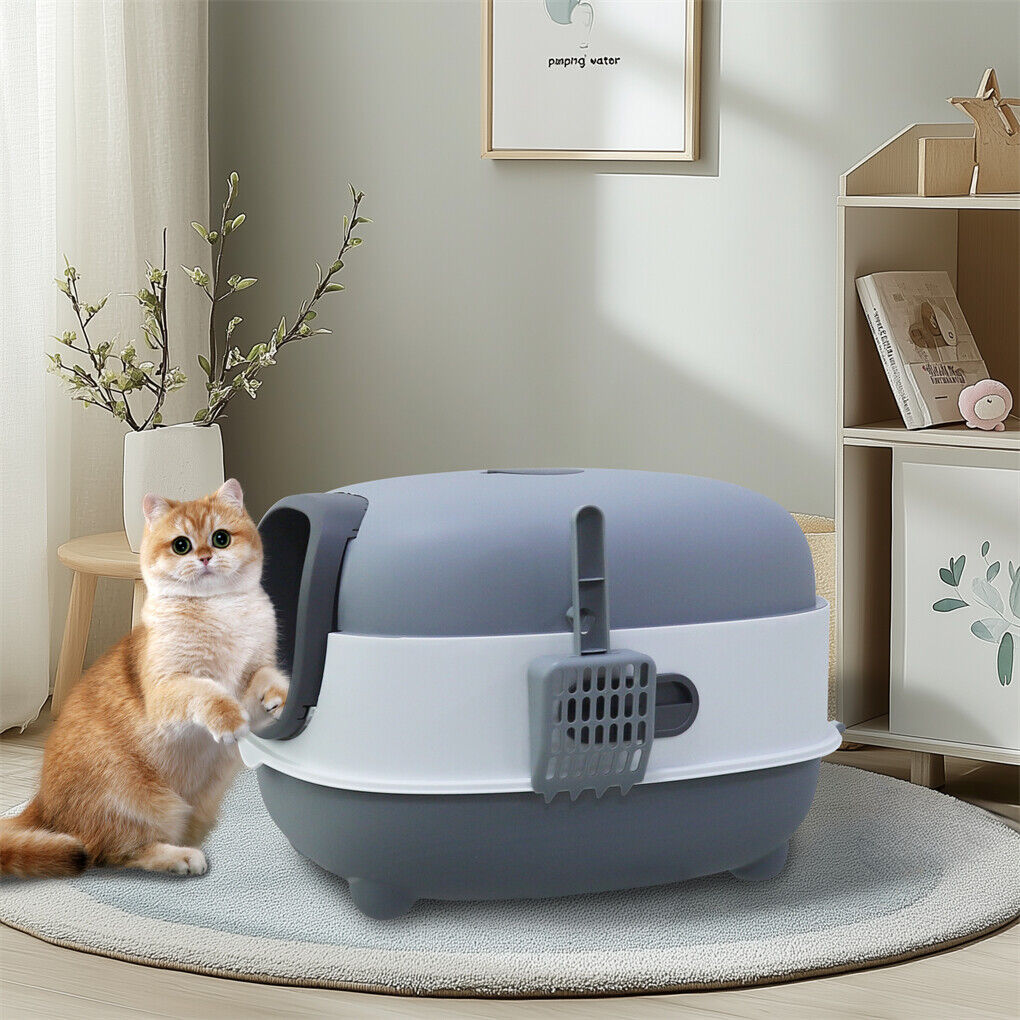 P&P Large Hooded Cat Litter Tray Box No-Mess Enclosed Cat Toilet with Carbon Filter
