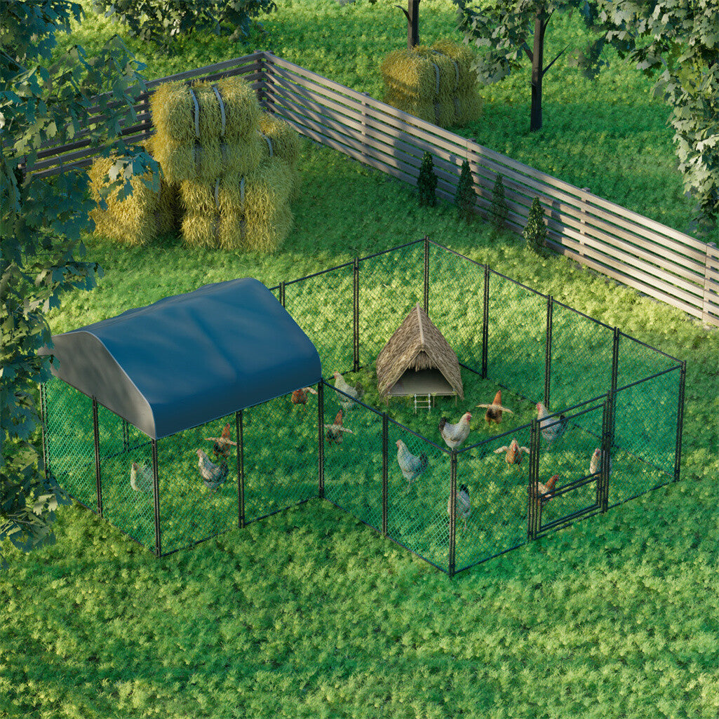P&P 3.9x3.1x1.5m Large Walk In Chicken Run Galvanised Chicken Cage Coop with Cover