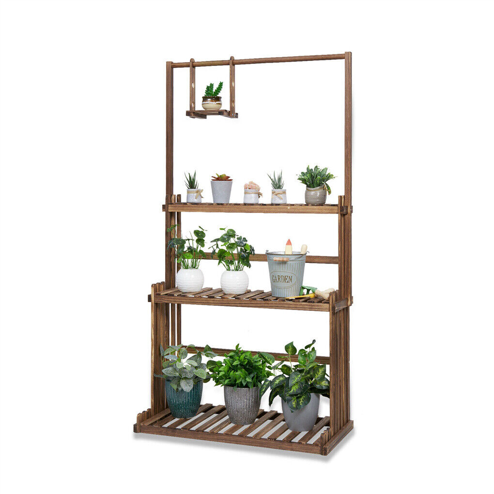 P&P 3 Tier Large Wood Plant Stand Vertical Flower Bonsai Display Rack Balcony Garden