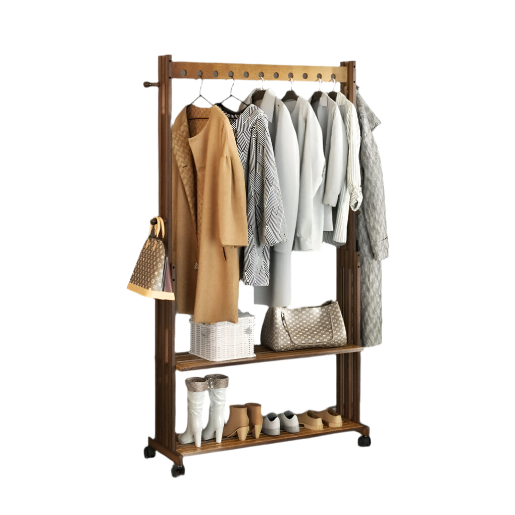 heavy-duty-bamboo-garment-rack-retail-display-clothing-rack-w-wheels-side-hooks