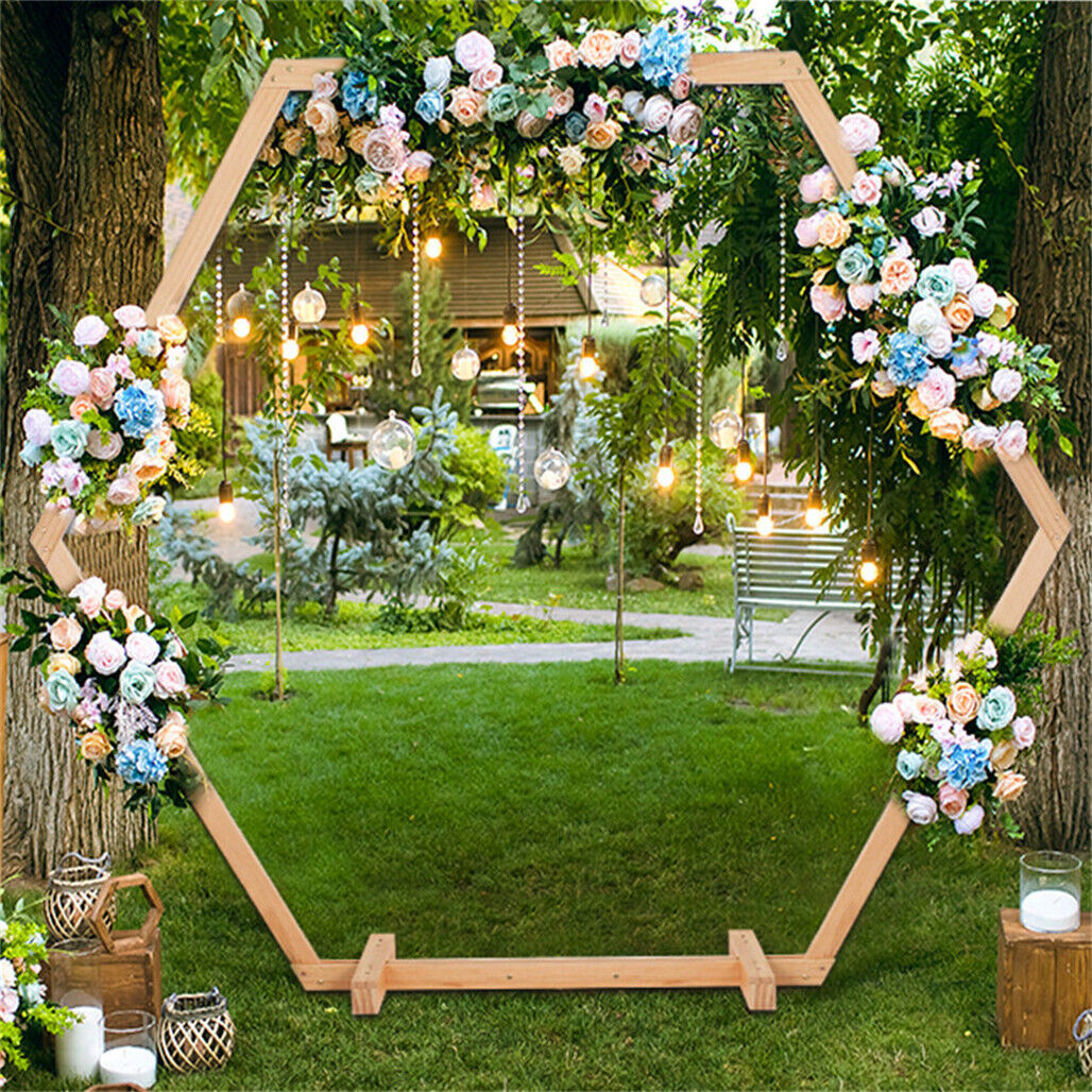 P&P Garden Balloon Arch Backdrop Flower Display Hexagonal Stand Frame Wedding Decor