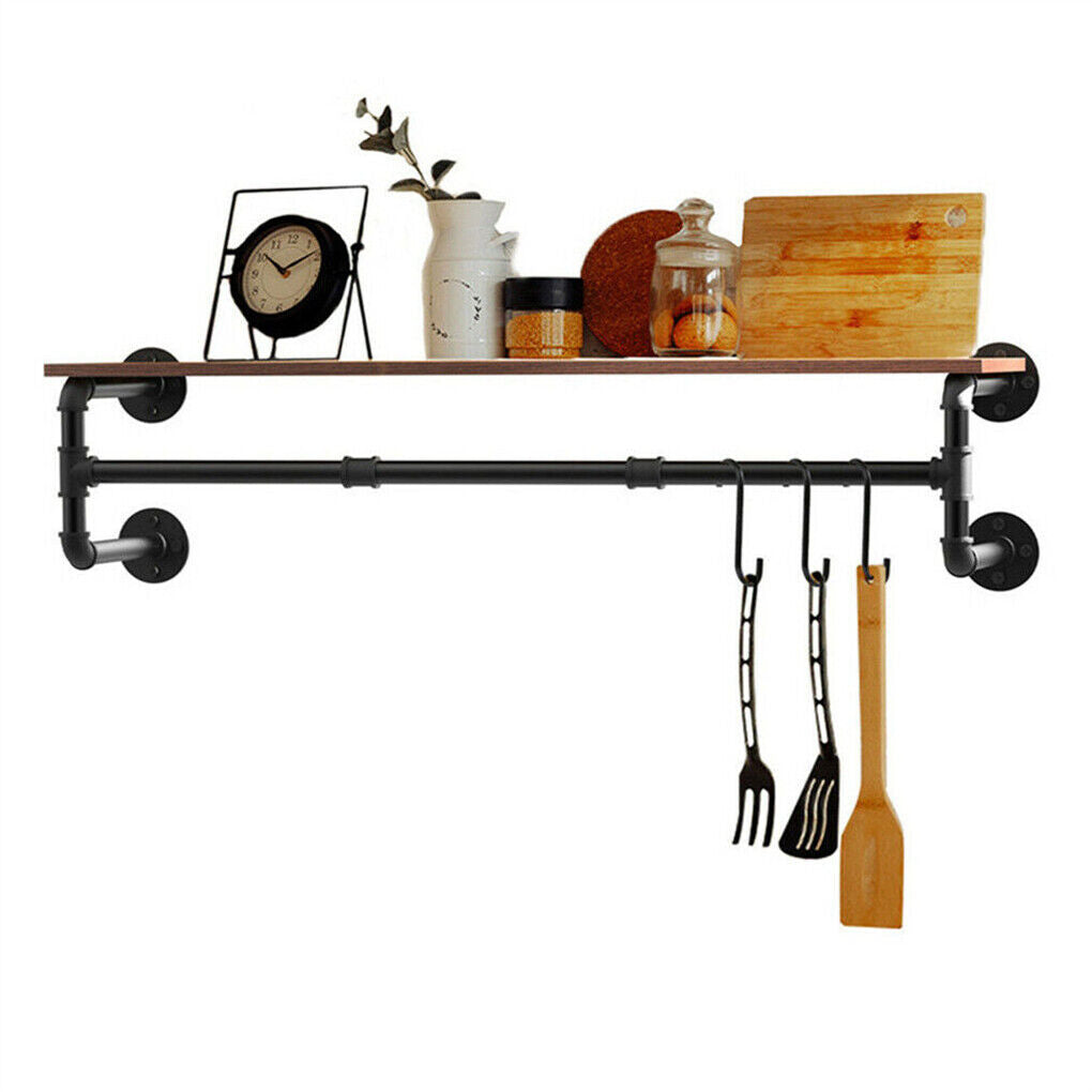 P&P Industrial Pipe Clothing Rack Heavy Metal Clothe Rail Hanging Rack Display Shelf