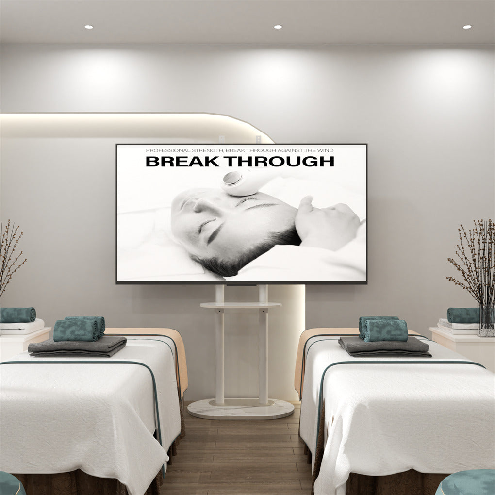 P&P 40-75" Heavy Duty TV Floor Stand Sintered Stone Shelf TV Mount Height Adjustable