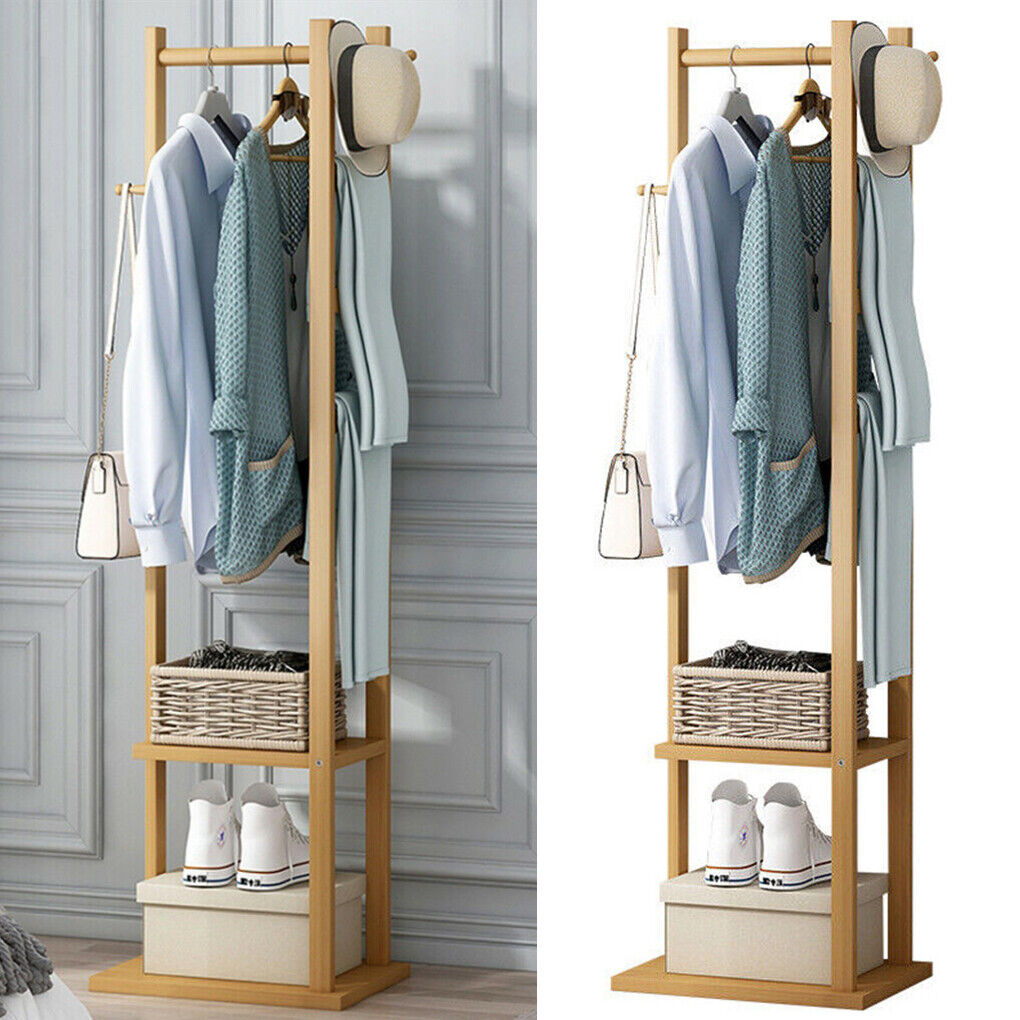 Shop Now Bamboo Garment Rack – Wooden Shelf