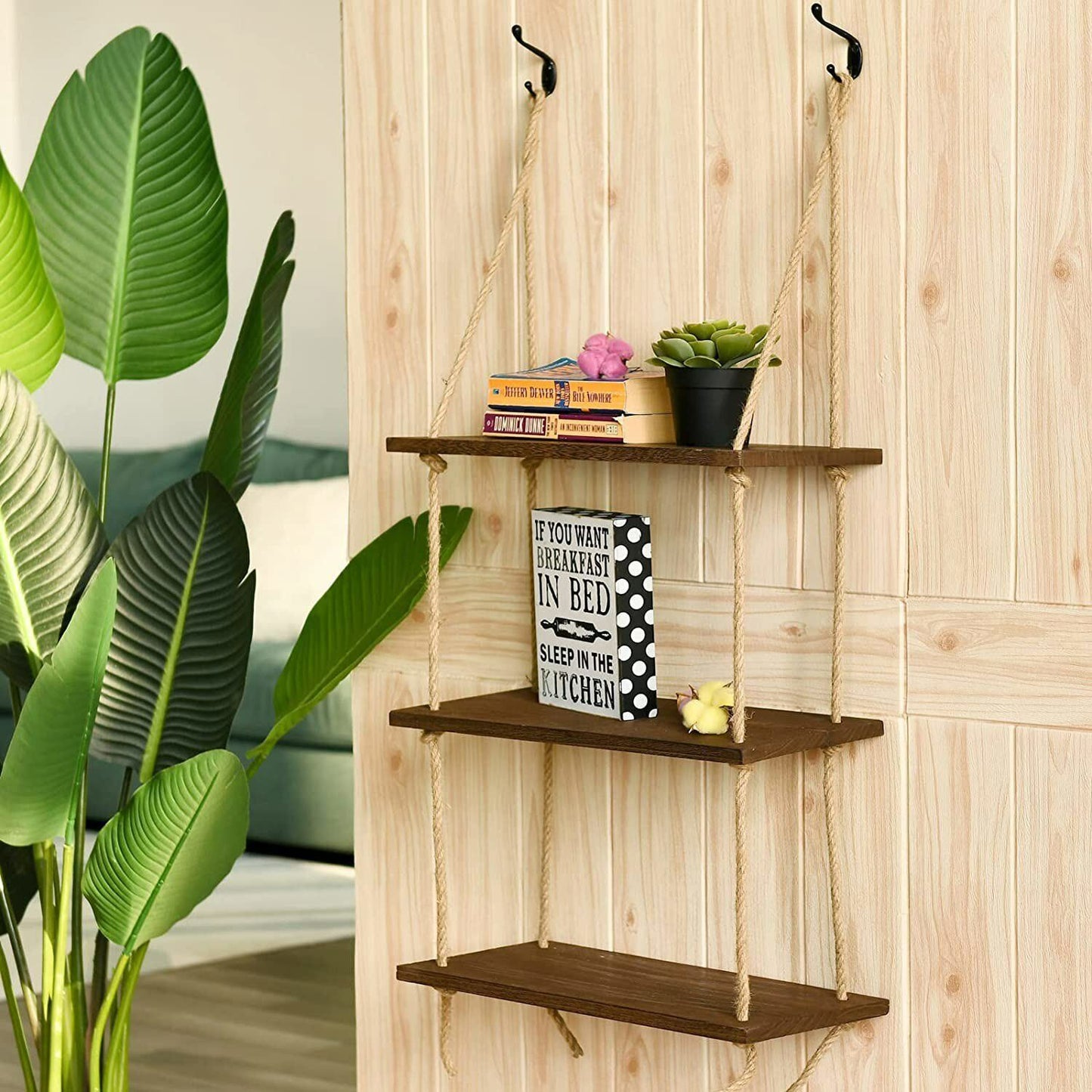 Shop 3-Tier Wood Swing Shelf – Hanging Organizer AU