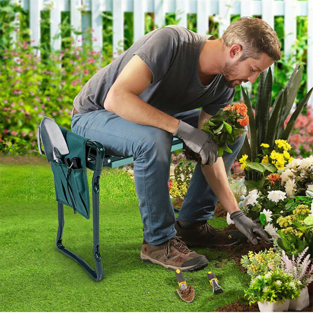 P&P 3-IN-1 Garden Kneeler Kneeling Padded Pads Seat Stool w/ Gardening Work Tool Bag