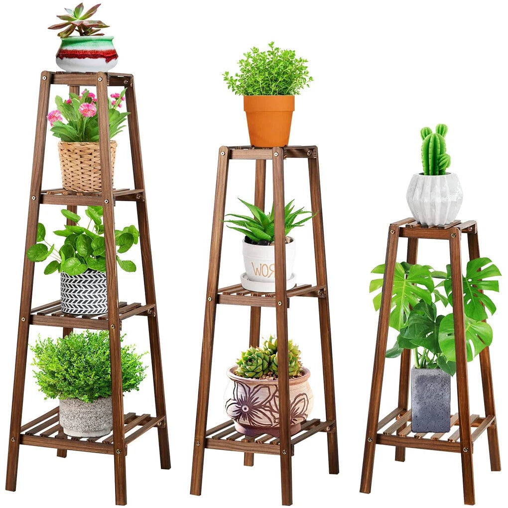 Adjustable Bamboo Plant Stand and End Table for Indoor Use(L)