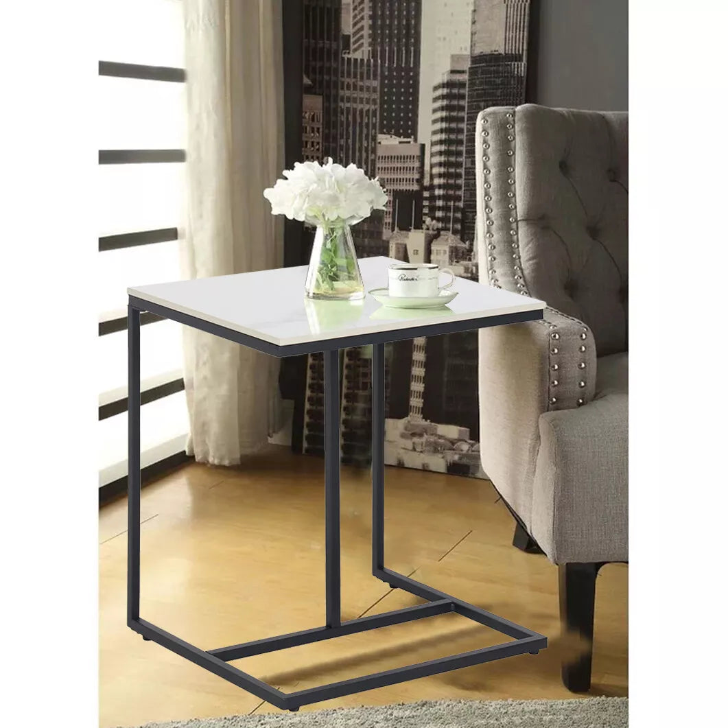 Sintered Stone Top C Shape Side Table Marble Narrow Open Side Table Under Couch