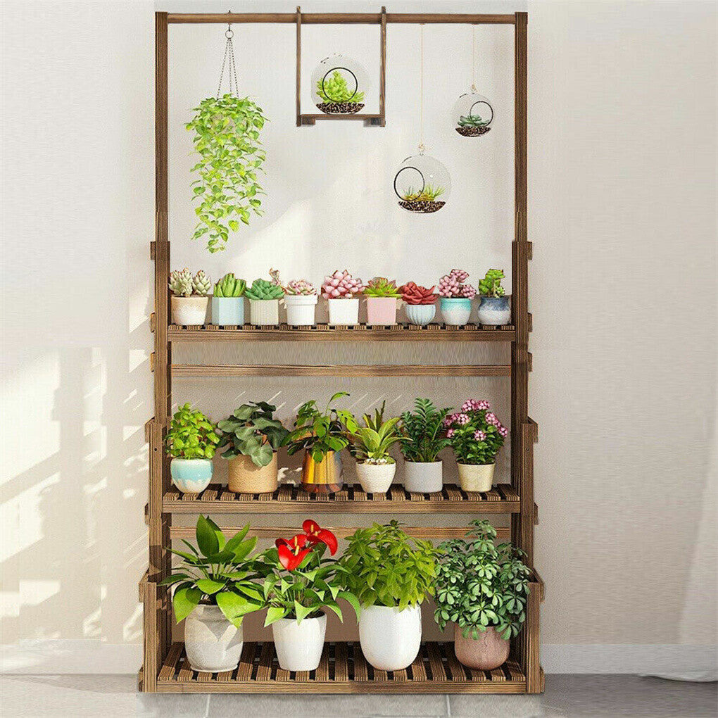 P&P 3 Tier Large Wood Plant Stand Vertical Flower Bonsai Display Rack Balcony Garden