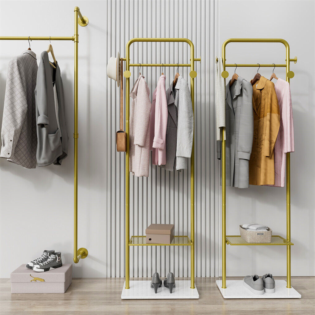 P&P Industrial Gold Clothes Rack with Shelf Freestanding Garment Rack Entryway