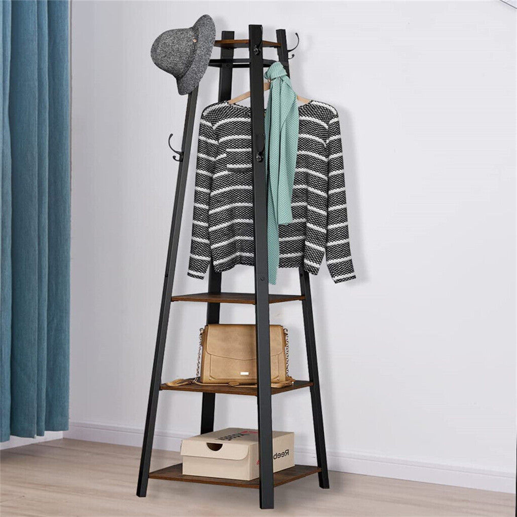 P&P Upgrade Coat Rack Stand Entryway Hall Tree Large Garment Bag Shoe Storage Rack