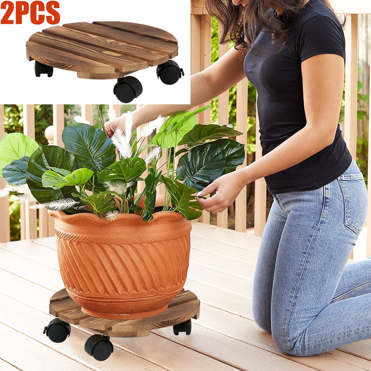 round-planter-caddies-wooden-patio-plant-trivet-flower-pot-stand-lockable-wheels