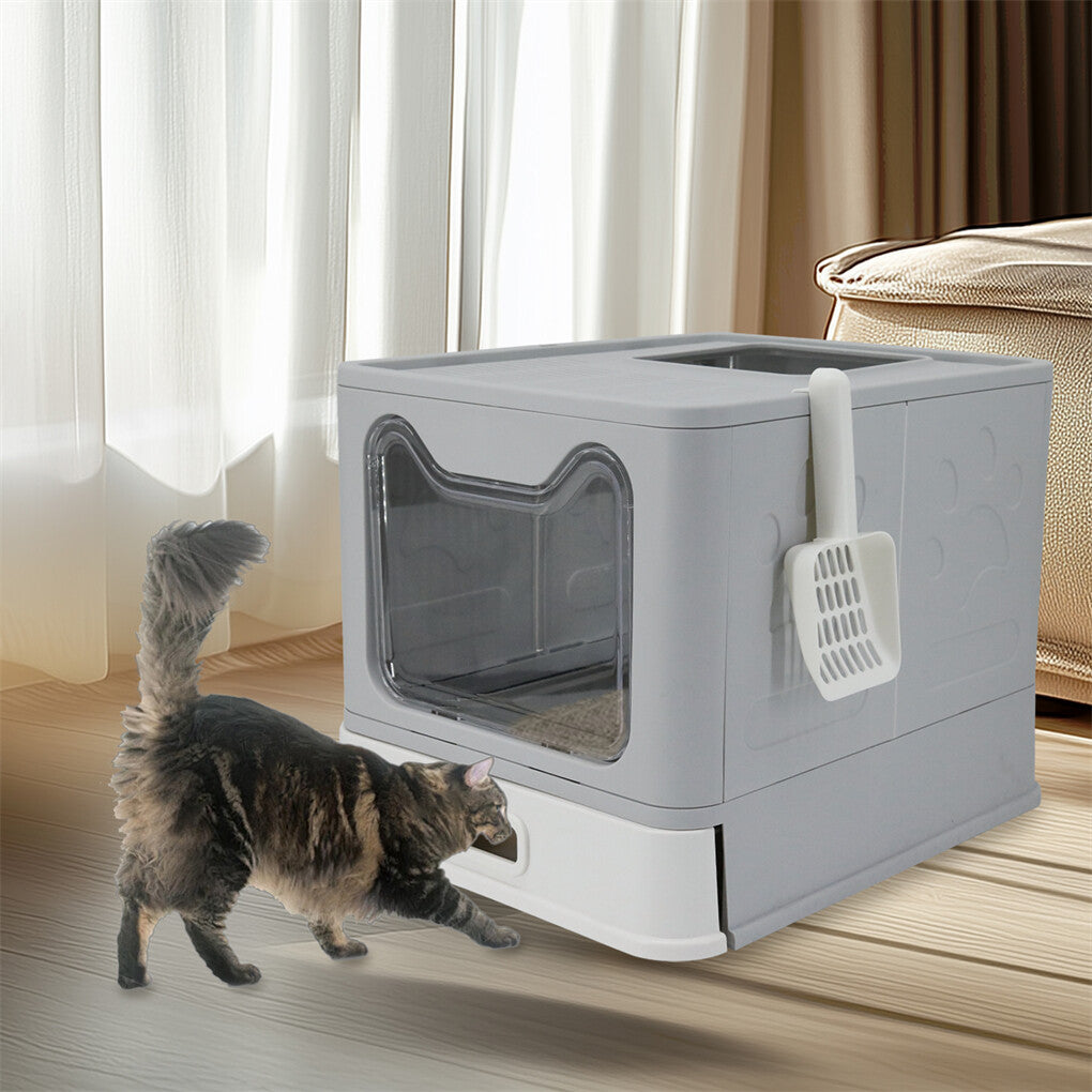 P&P Large Odorless Stainless Steel Cat Toilet Anti-Leakage Cat Litter Box with Scoop