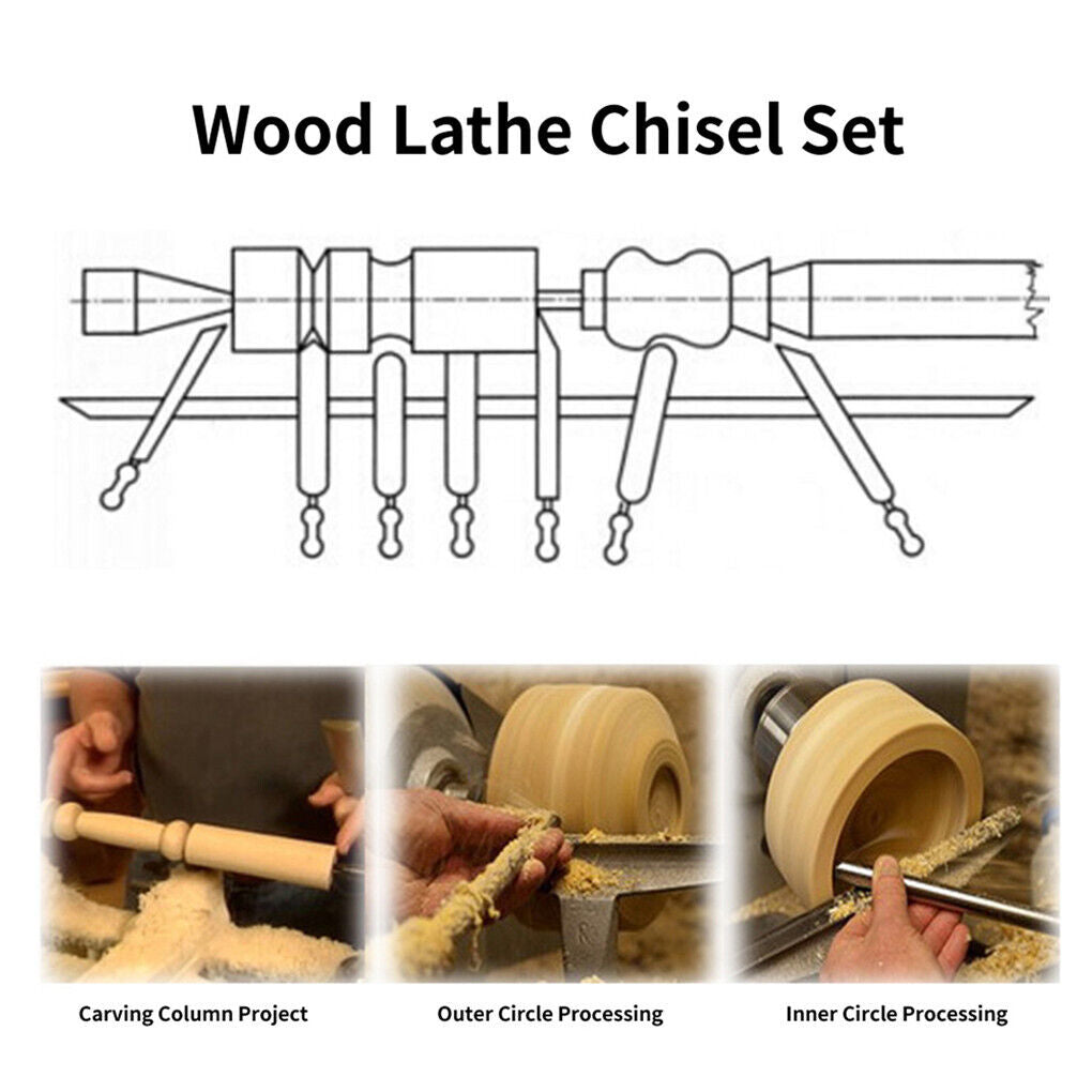 P&P 8Pack HSS Wood Lathe Chisel Cutting Carving Tool Wood Turning Tools for Hardwood