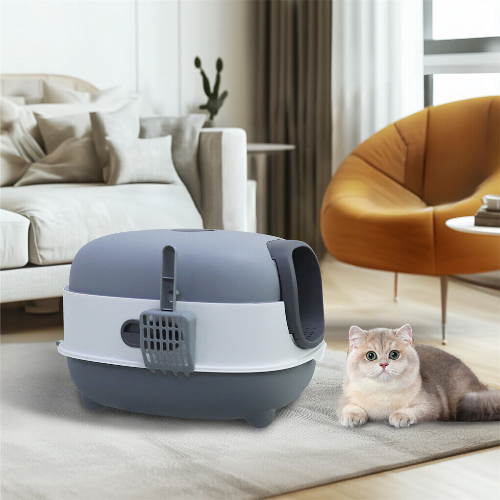 P&P Large Hooded Cat Litter Tray Box No-Mess Enclosed Cat Toilet with Carbon Filter