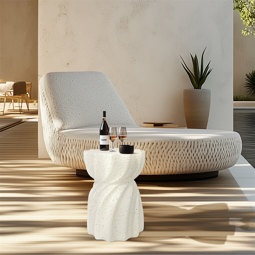 P&P Lightweight Concrete Sofa Side Table Unique Twist Coffee Table Patio End Side AU