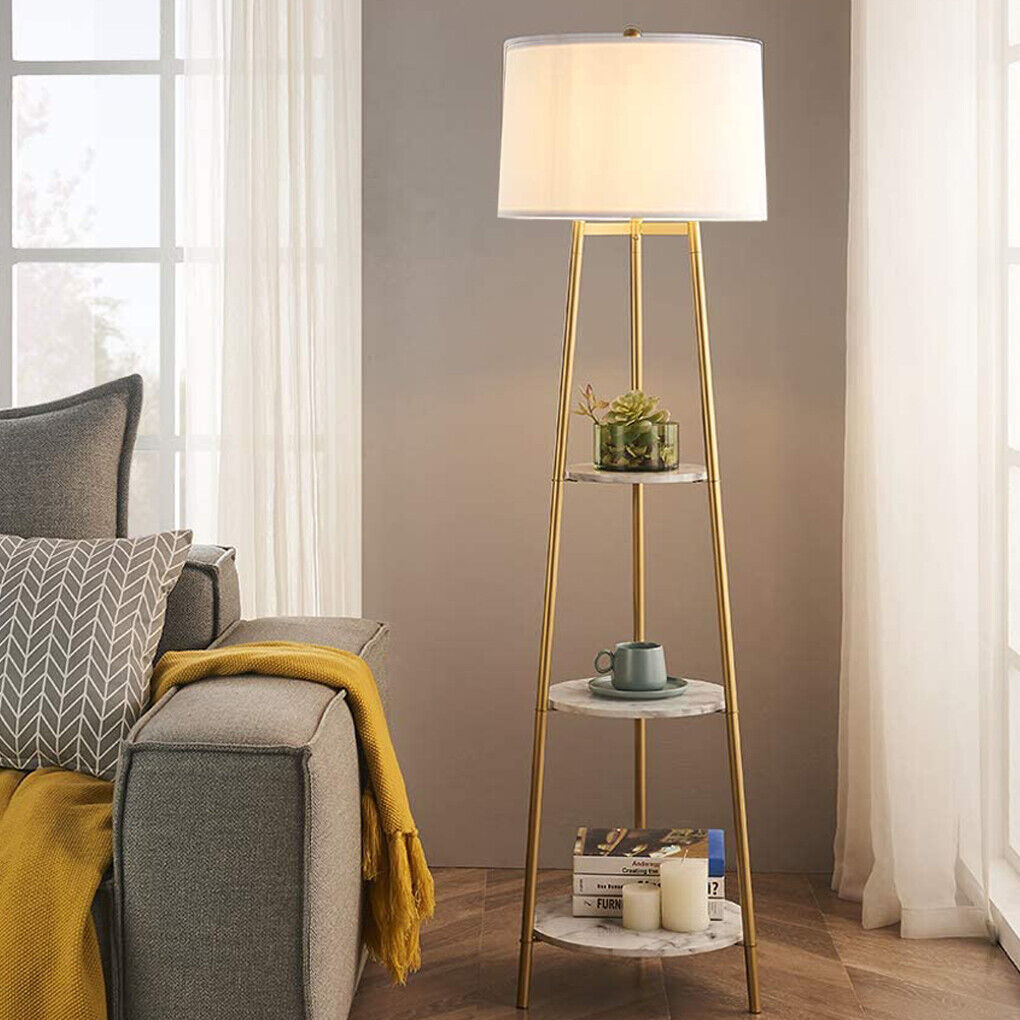 Buy Utility Tall Pole Lamp with Marble Shelves - Australia