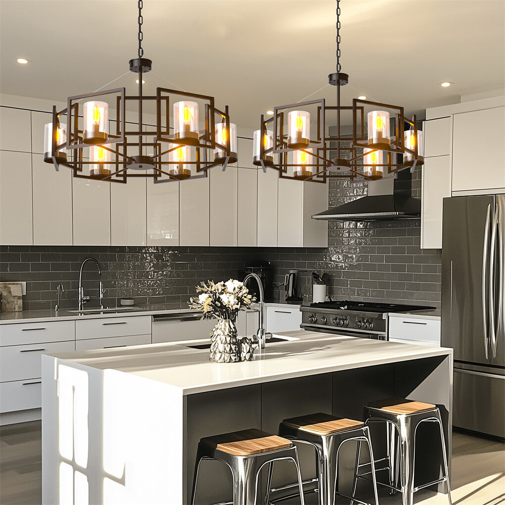 P&P 6-Lights Industrial Ceiling Chandelier Dining Room Pendant Lamp Warm Lighting AU