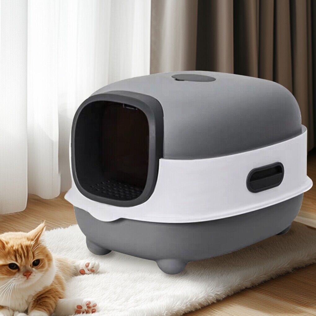 P&P Large Hooded Cat Litter Tray Box No-Mess Enclosed Cat Toilet with Carbon Filter