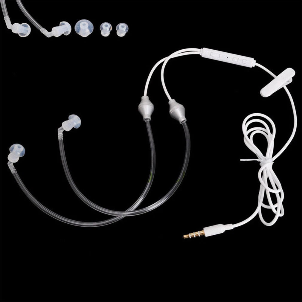 White Air Tube Stereo Earbuds with Mic, Anti-Radiation, Noise Isolation and 3.5mm Jack
