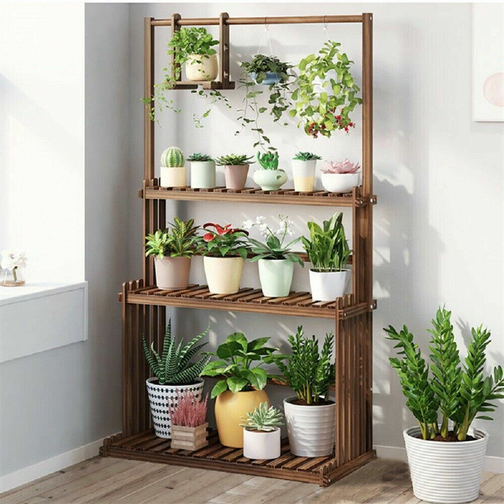 P&P 3 Tier Large Wood Plant Stand Vertical Flower Bonsai Display Rack Balcony Garden