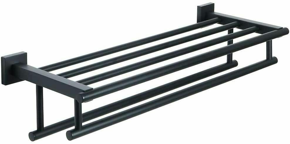 Buy Wall-Mount Towel Rack Shelf with Two Bars Stainless Steel AU