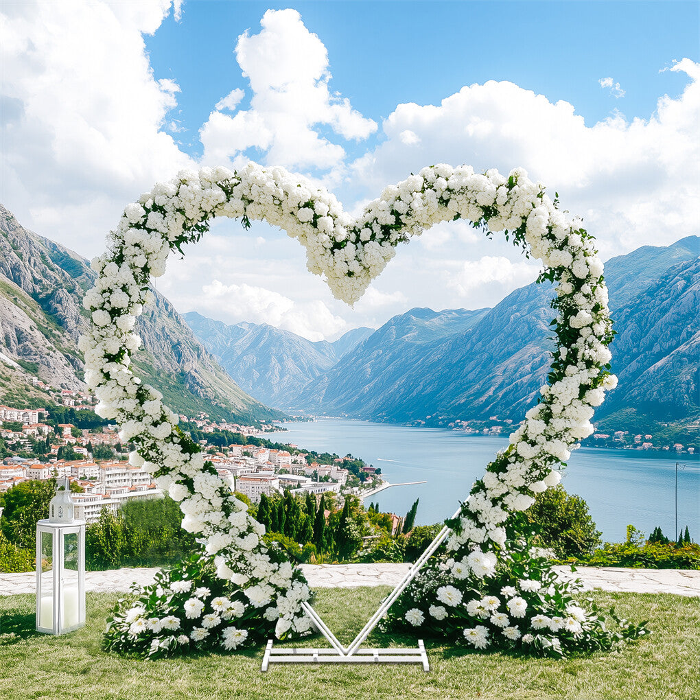P&P Heart Shape Wedding Arch Stand Double Layers Metal Flower Balloon Arbor Stand AU