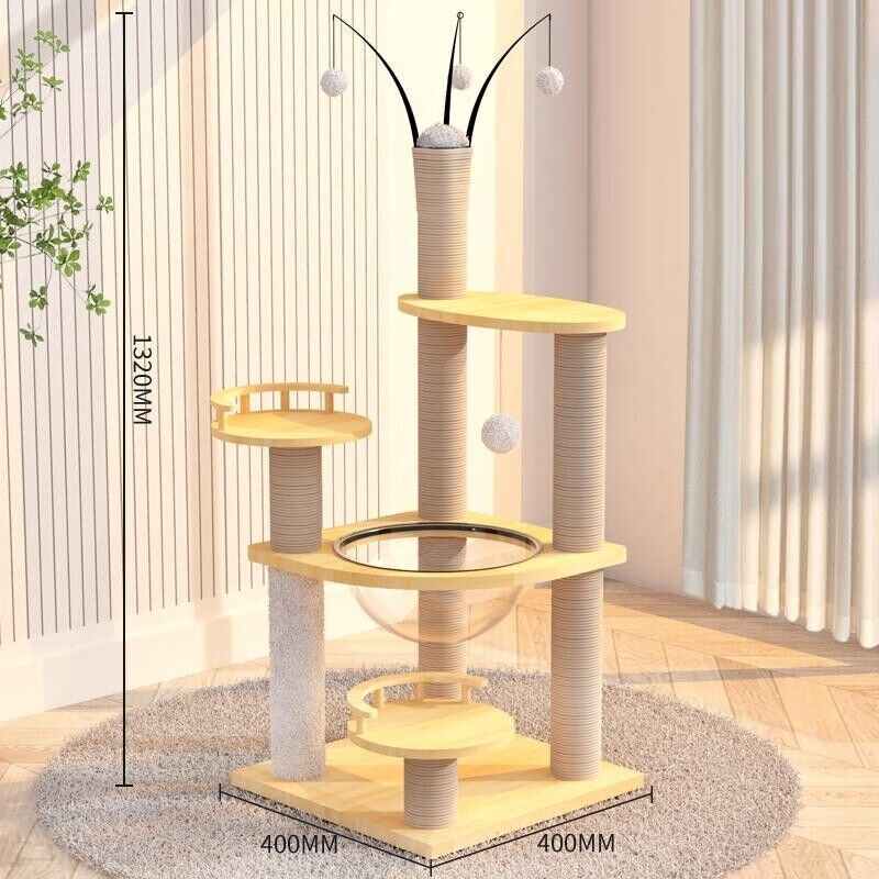 Buy 132cm Wooden Cat Tree Scratcher Condo House Bed Australia