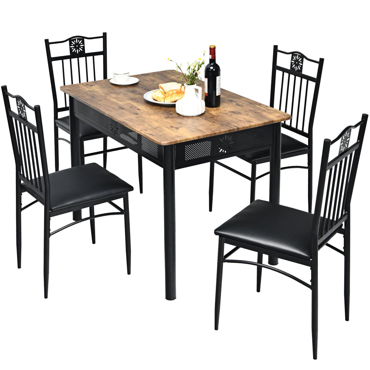 5PCS Dining Set – Table & 4 Padded Chairs, Buy Now
