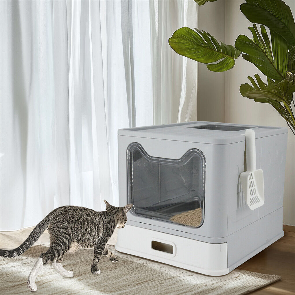 P&P Large Odorless Stainless Steel Cat Toilet Anti-Leakage Cat Litter Box with Scoop