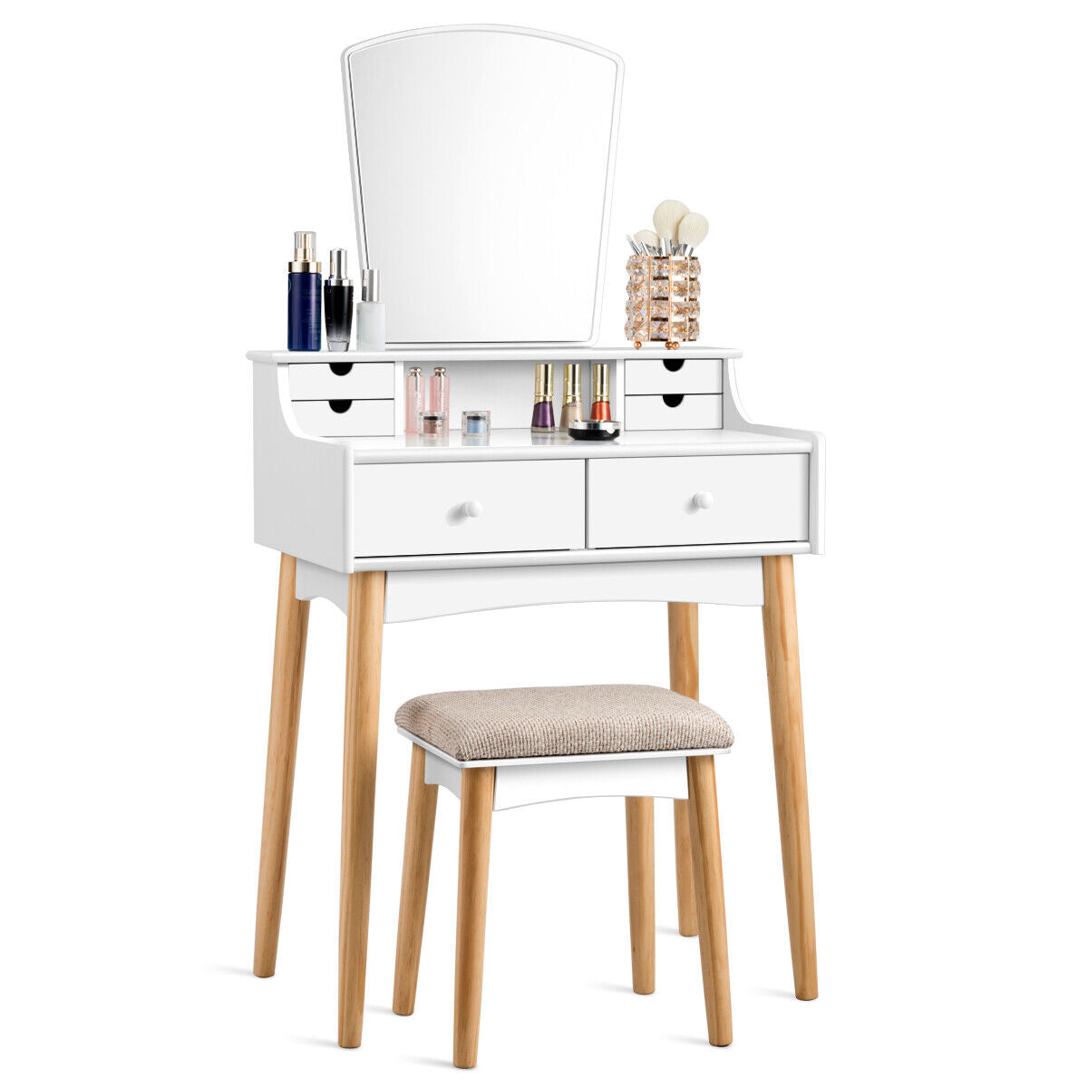vanity-table-set-w-mirror-6-drawer-dressing-table-cushioned-stool