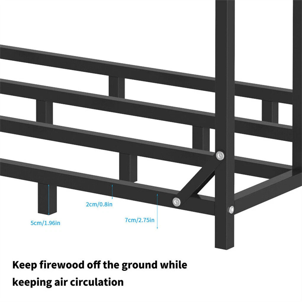 XL Metal Log Rack for Fireplace and Wood Storage