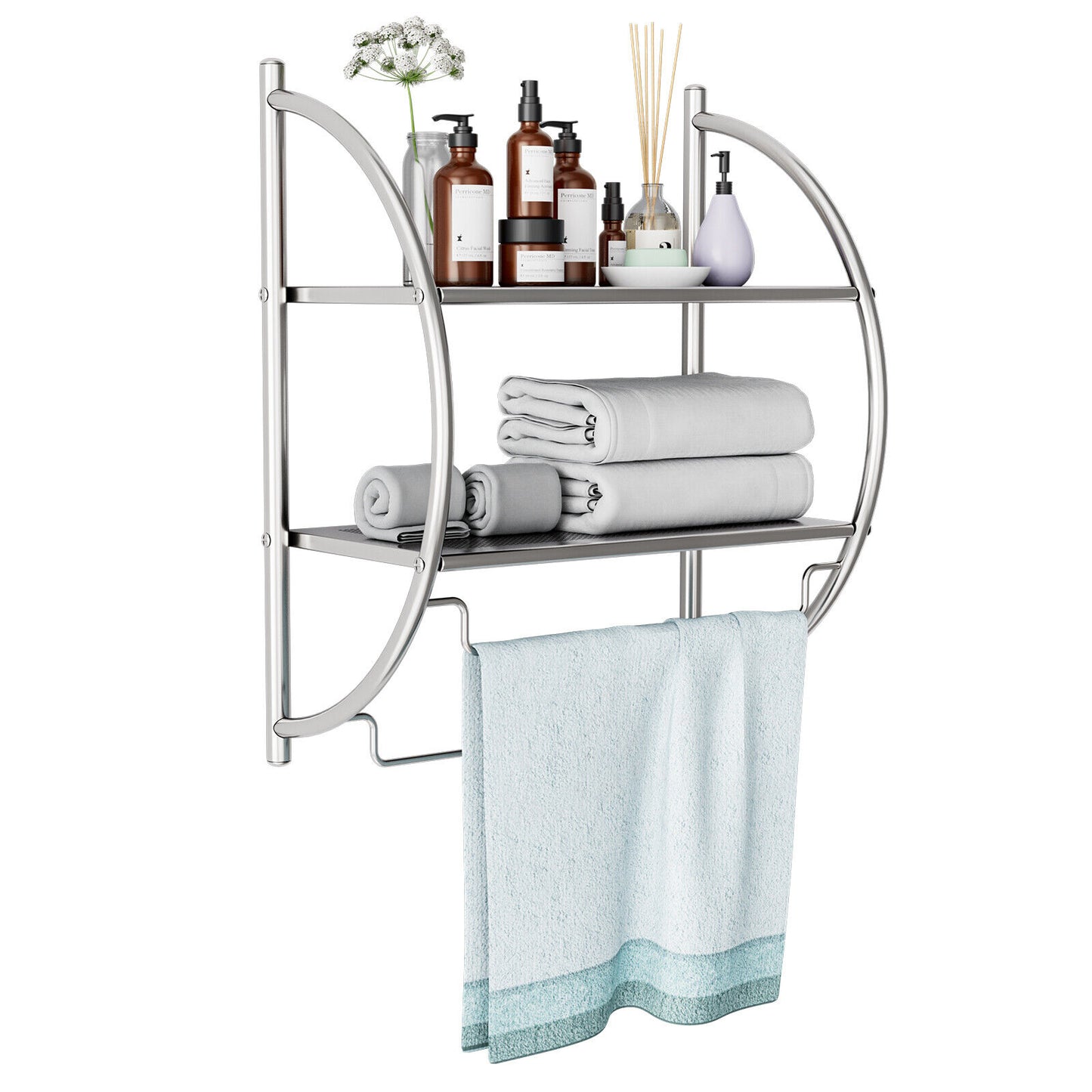 Buy 2-Tier Wall Mounted Towel Rack & Storage Shelf AU