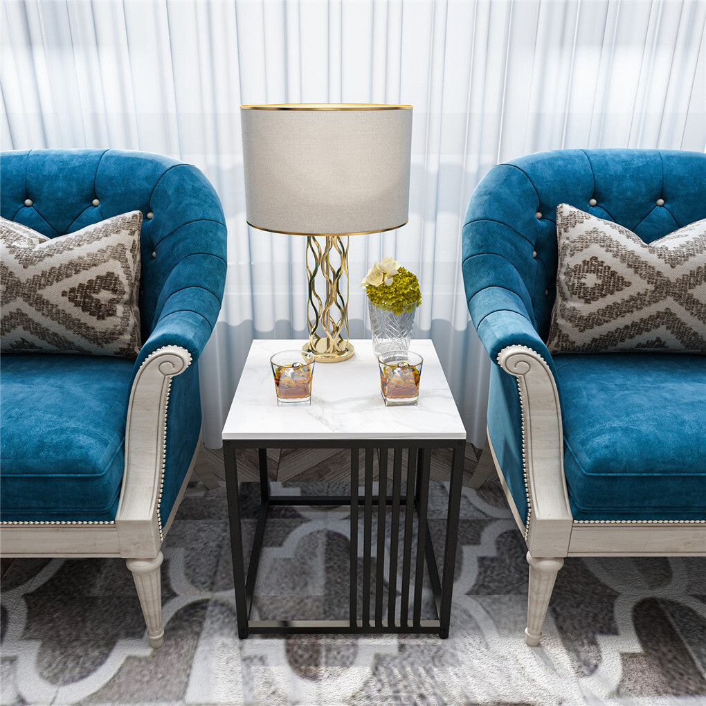 P&P Premium Natural Marble Texture Side End Table Coffee Table Large Bedside Table