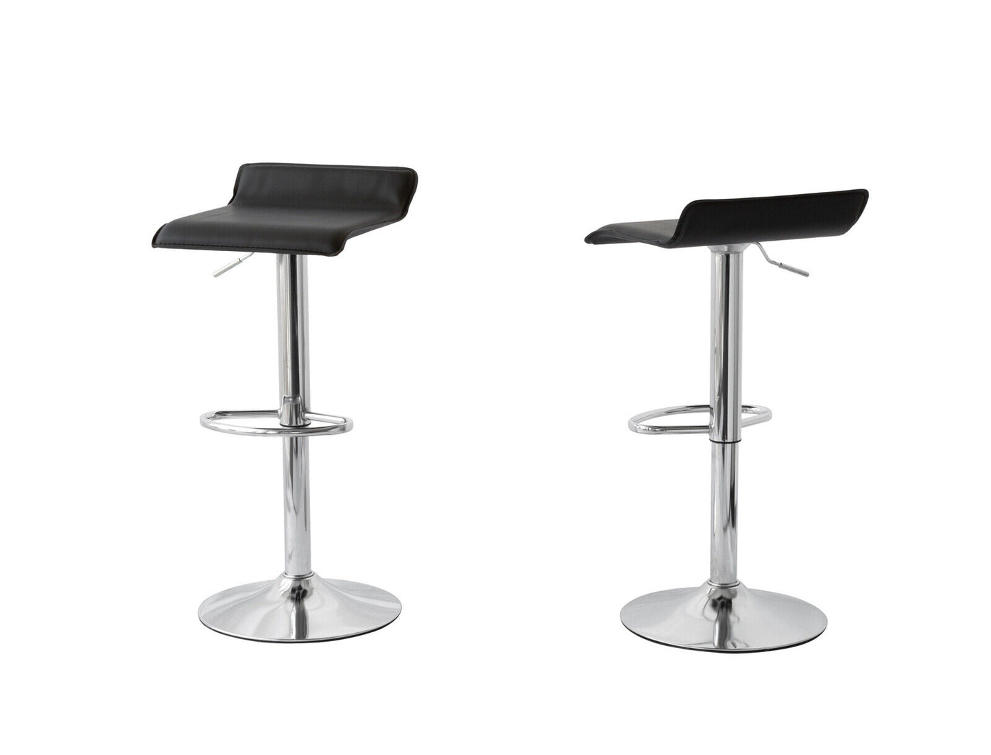 Hacienda 2 Black Leather Barstools – Adjustable Height 63-85cm