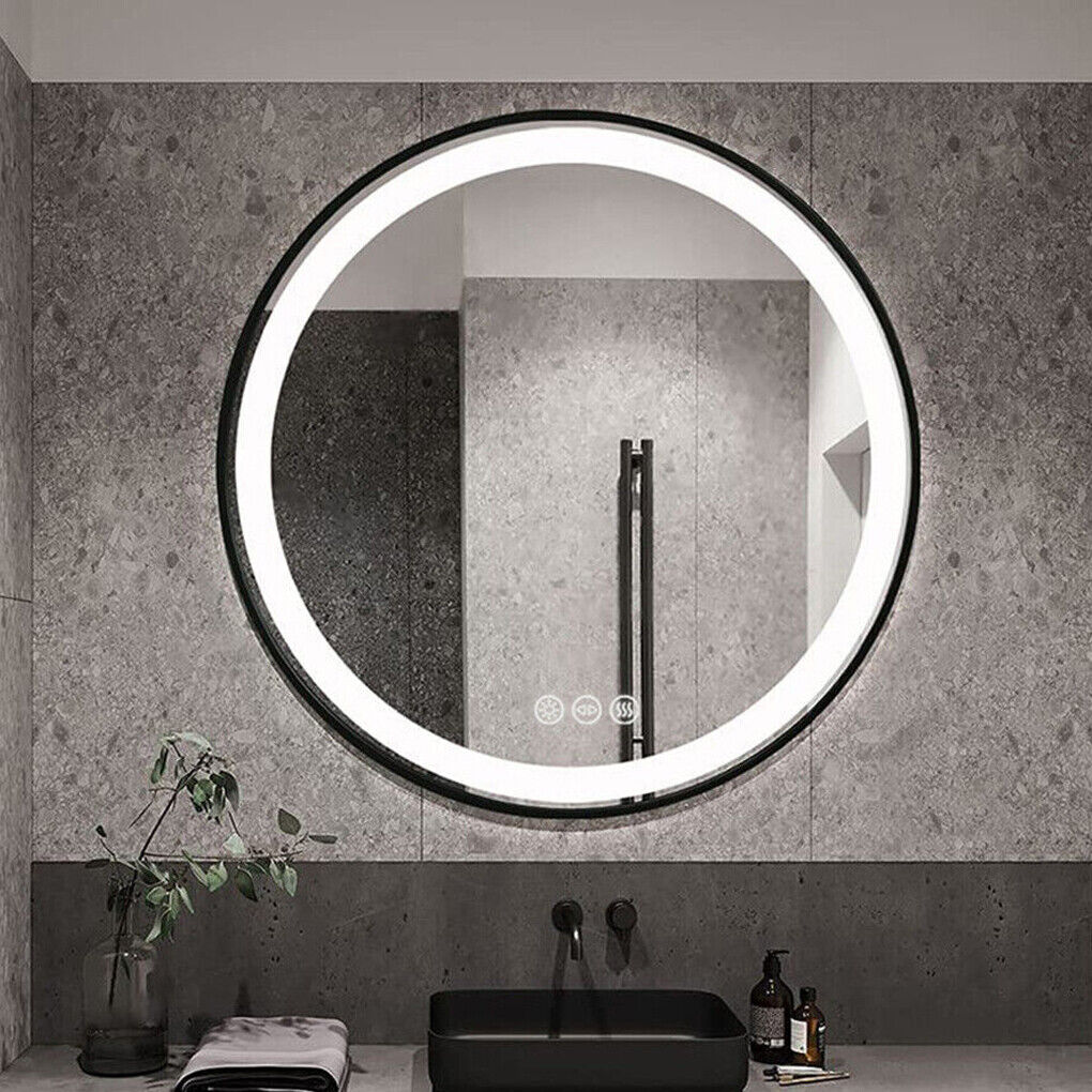 Buy Black Aluminum Frame Round LED Bathroom Mirror – Anti-Fog AU
