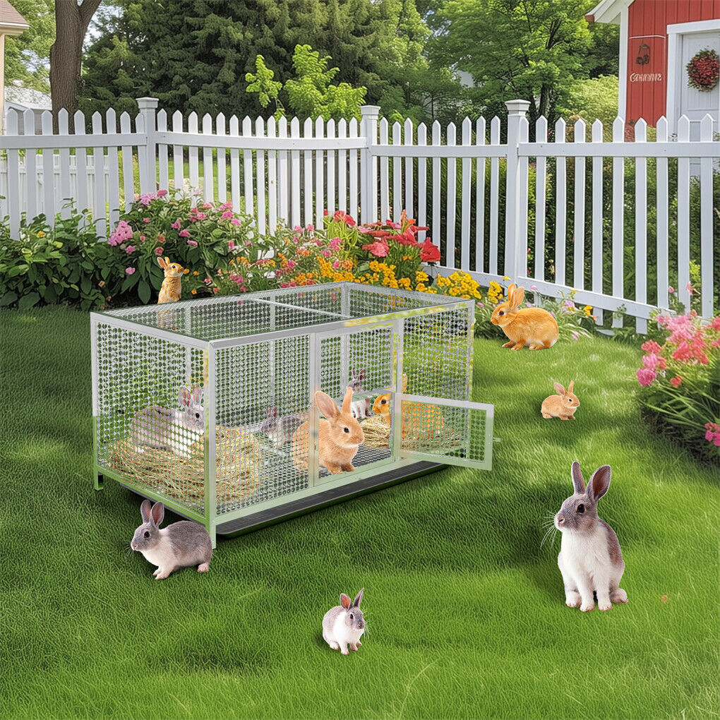 P&P Large Stainless Steel Chicken Coop Poultry Duck Rabbit Dog Cage House with Cover